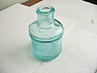 Rare Antique,  Vintage Stafford Ink Bottle Aqua Glass.  3 " Tall X 2 " Dia.  Inkwell