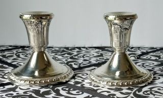 Duchin Silver Sterling Weighted Pair Taper Candlesticks 3 1/2 Inch Polished