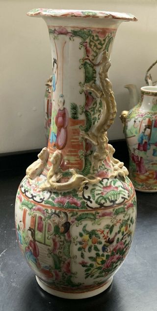 19th C Chinese Canton Porcelain Vase with Dragons 3