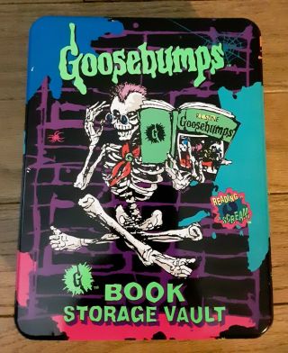 1996 Hershey Goosebumps Rare Collectible Tin Book Storage W/4 Goosebumps Books
