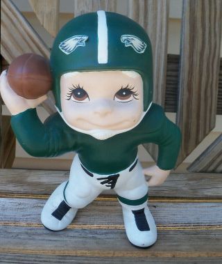 Rare Vintage Atlantic Mold Ceramic Smiley Football Player Hand Painted Eagles