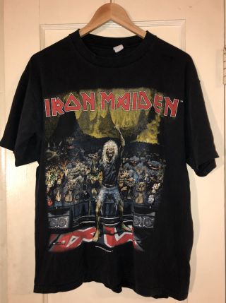 Vintage Iron Maiden T - Shirt Brave World Tour L 2000 Rare Los Angeles Tour