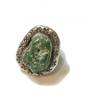 Rare Chunky Artisan Vintage Navajo Cerrillos Turquoise Sterling Silver Ring