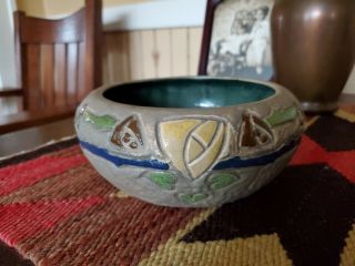 Antique Roseville Mostique Pottery 7 " Bowl Arts & Crafts Stickley Era