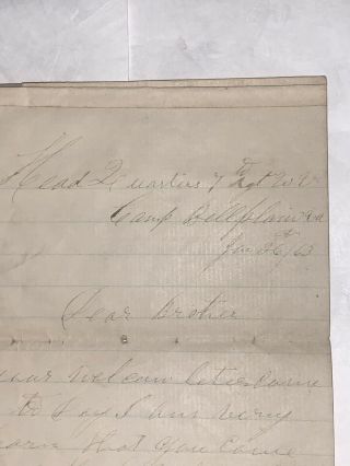 Rare Civil War Letter By Soldier Thomas Seals 1 - 26 - 1863 Bellplain Virgina