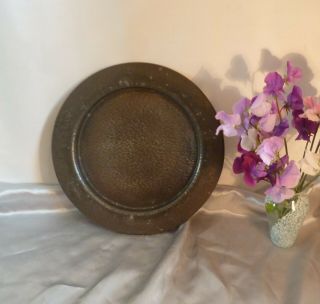 Antique Arts & Crafts Pewter Plate - Hand Hammered And Embossed - 1920 