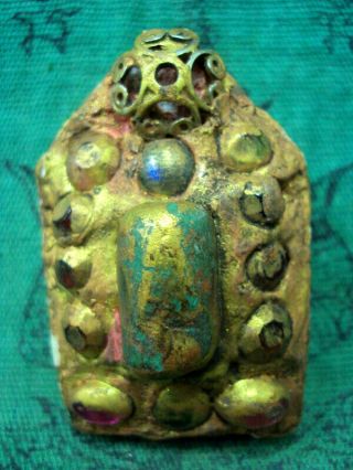 Phra Khun Paen Wat Phra Kaew Talisman Antique Gem Takrut Thai Buddha Amulet