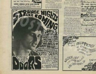 The Doors Shrine Los Angeles 1967 Concert News Ad Rare