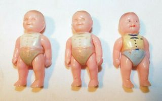 Vintage Set Of 3 Renwal No 8 Plastic Doll House Baby Dolls