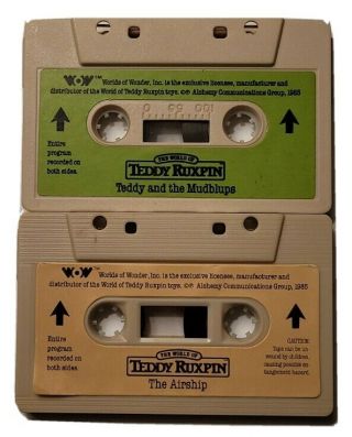 Vintage Teddy Ruxpin Two (2) Cassette Tapes The Airship / Teddy And The Mudblups