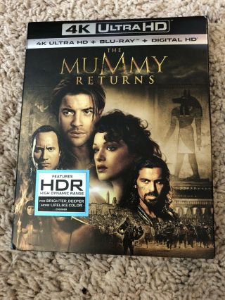 The Mummy Returns 4k (uhd Blu - Ray 2 - Disc Set) W/ Rare Embossed Slip.