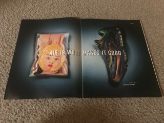 Vintage 1999 Nike Air Tuned Max Running Shoe Poster Print Ad 16x11 1990s Rare