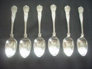 Set Of 6 Vintage Silver Plated Dessert Spoons Kings Pattern James Ryals 7 "