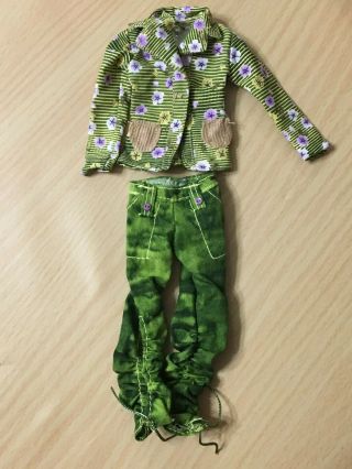 Barbie Doll My Scene Nolee Outfit Green Pants Striped Floral Jacket Rare