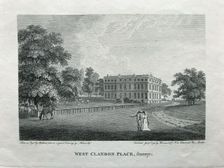 1793 Antique Print; Clandon Park House Near Guildford,  Surrey,  After John Meheux