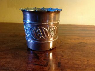 Joseph Sankey Antique Copper Fluted Pot With Floral Decoration