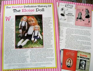 6p History Article,  Pics - Vtg 1950s Hol - Le Eloise Cloth Dolls