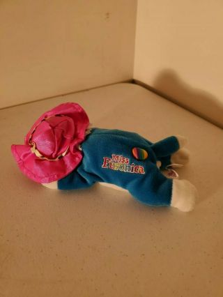 Lisa Frank Vintage Miss Furonica Cat Bean Bag Plush 8 " Blue Pink Hat