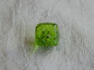 Antique Vtg Molded Lime Green Glass Button Charmstring Apx:7/16 