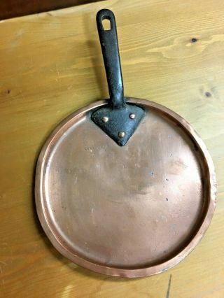 Antique Harrods Copper Pan Lid With Iron Handle