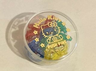 RARE Vintage Hello Kitty Sanrio Glitter Push Pins Thumb Tacs HTF From 1998 2
