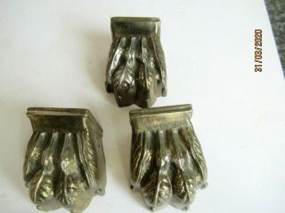 Antique Cast Metal Furniture / Table Desk Stand Feet Lion Feet,  Paw Set Of Three
