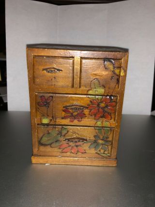 Vintage Antique Japanese Miniature Chest Of Drawers (5 Inch High)