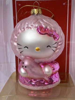 Rare 2007 Sanrio Hello Kitty Hand Crafted Glass Christmas Ornament