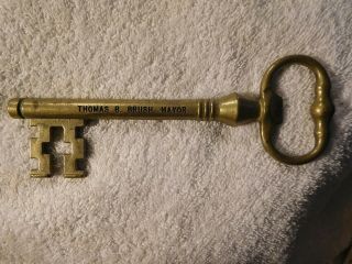 Vintage Cincinnati Ohio Brass Skeleton Key To City Mayor Thomas B Brush,  Rare