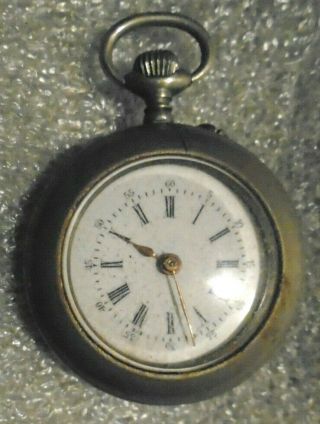 Antique Lady Swiss Pocket Watch In Silver Case