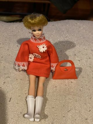 1970 Topper Dawn Doll Blue Eyes With Lashes Blonde Short Hair Bangs Outfit 2