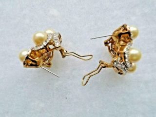 Antique Sterling Silver Pearl Seta Earrings With Gold Overlay 18.  4g Omega Back