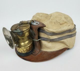 Rare Antique Vtg.  Early Miner Soft Cap & Guy 
