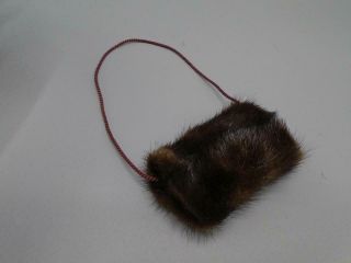 Vintage Real Fur Muff For French Fashion Bisque Dolls Small Sized Brown