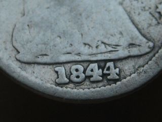 1844 Seated Liberty Half Dime - Rare Repunched Date,  Rpd