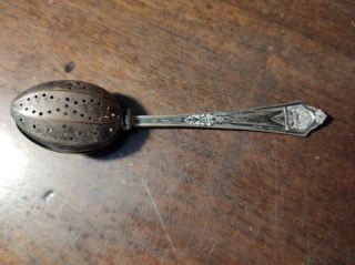 Antique French Silver Plate Loose Leaf Tea Strainer Infuser Spoon Hinged