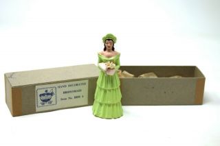 Vintage 1940s Chalkware Bridesmaid Green Cake Topper Flowers 4 " Nos