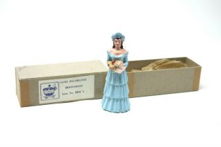 Vintage 1940s Chalkware Bridesmaid Blue Cake Topper Flowers 4 " Nos