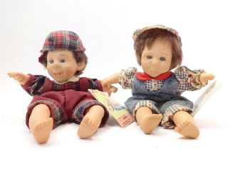 Vintage 1996 Happy Kidz/palm Pals Bean Bag Dolls/kids 8 1/2 " [lot Of 2] Gigo Toy