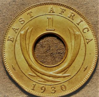 East Africa Cent,  1930 Gem Unc Rare Tusks Over 90 Years Old