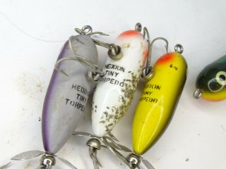 x4 Vintage Heddon Baby Tiny Torpedo Fishing Lure Spook Fish Hook 3
