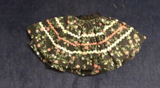 Vintage Doll Skirt 3 1/2” Long Dark Color With Small Flowers 3