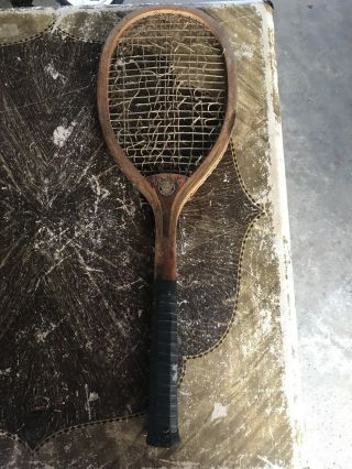 Antique 1905 A.  G.  Spalding & Bros Oval Wood Tennis Racket 14