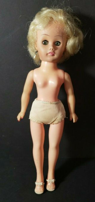 Vintage Plastic Doll Stamped P On Neck Has Shoes And Earings.