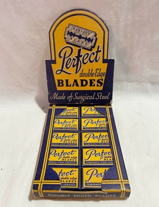 Nos Display Box Of Razor Blades; Rare Perfect Brand; 20 Packs
