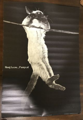 Hang Loose Pussycat Vintage Poster 1974 Victor Baldwin Cat Black And White