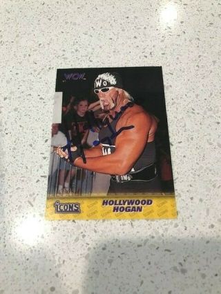 Hollywood Hulk Hogan Signed Autographed Rare 1998 Topps Icons Card B