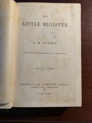 J M Barrie The Little Minister 1894 Rare Victorian Book