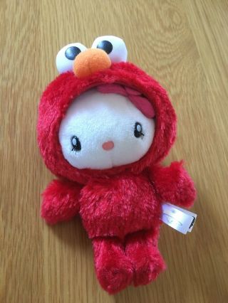 Hello Kitty Cosplay Elmo,  3.  5×4.  7×2.  2in,  Stuffed Toy,  Very Rare,  Japan Limited