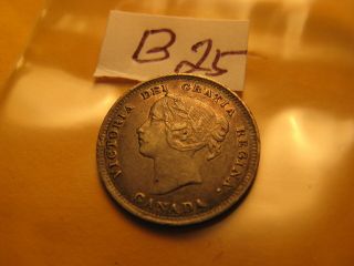 1899 Canada Rare Five Cent Silver Coin Id B25.